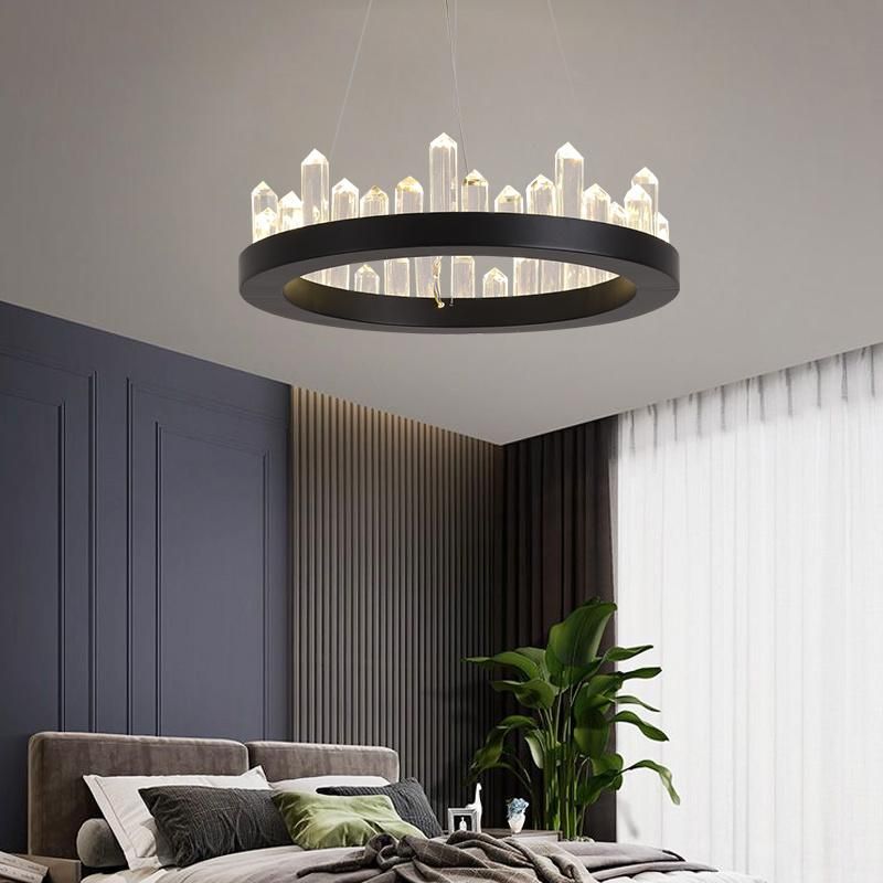 Black Gold Color Creative Iceberg Crystal LED Pendant Hanging Lights Chandelier Decoration Lighting Lamp for Dining,Villa, Living Room,Bedroom,Office,Restaurant