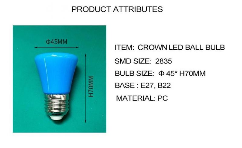 1W 3W G45 7 Colors Crown LED Bulb