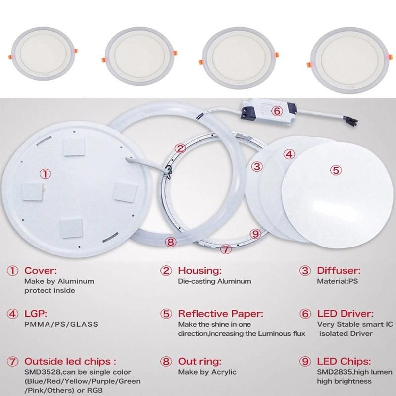 Recessed Ultra Slim Round Square12 Watt LED Panel Downlight