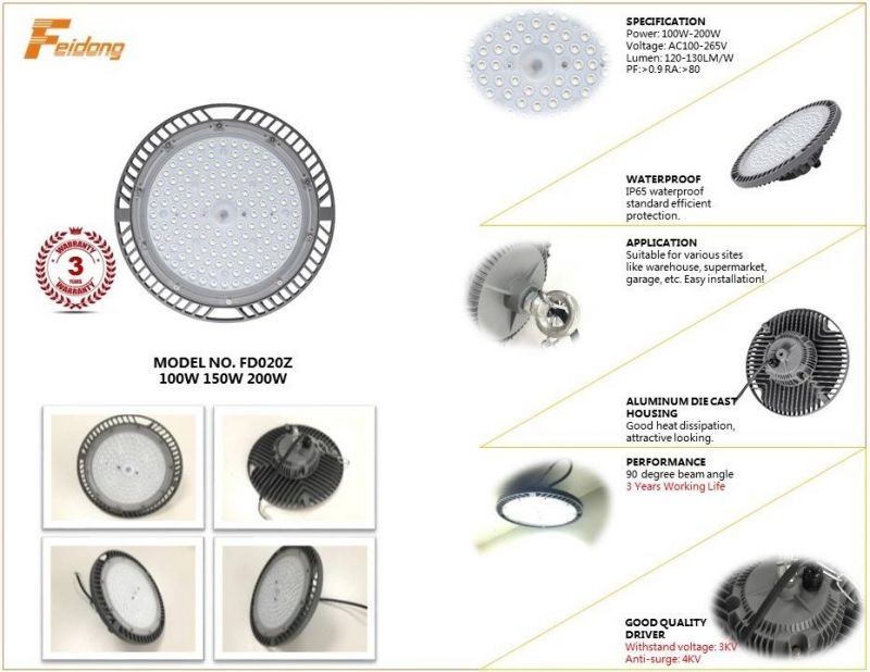 200W LED Shop Lighting High Bay Light