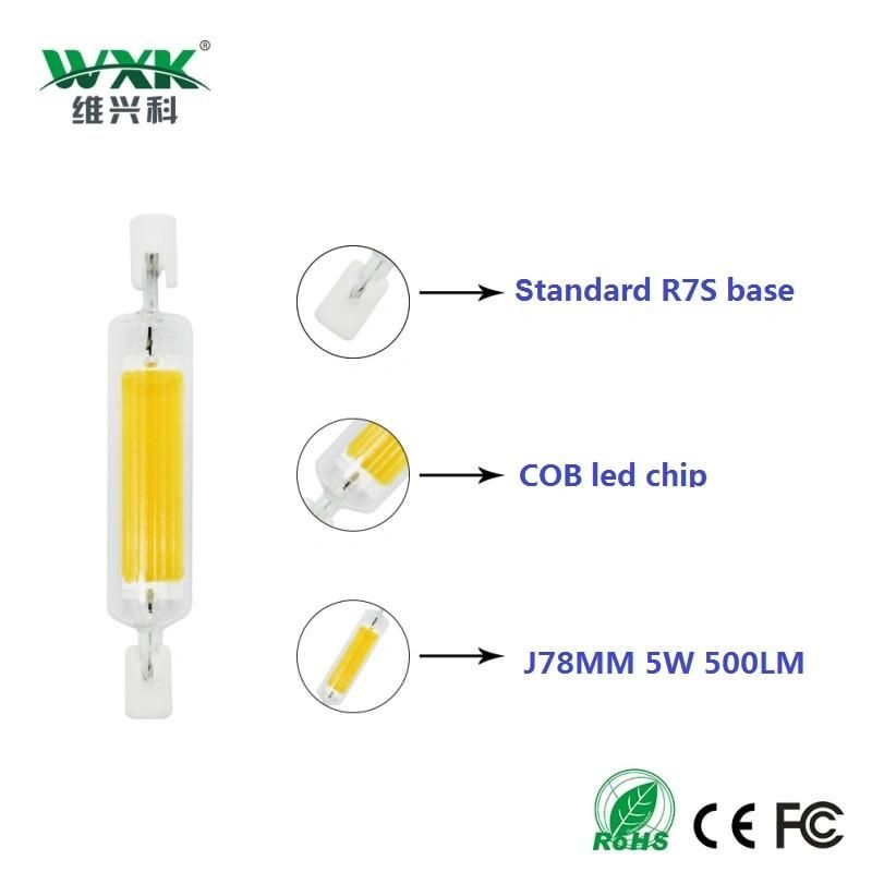 R7s G4 G9 Base LED Light J78, 50W Halogen Replacement Corn Bulb, 500 Lumens AC220V Energy-Saving Lamp with Glass Housing, as Similar as Halogen Bulb