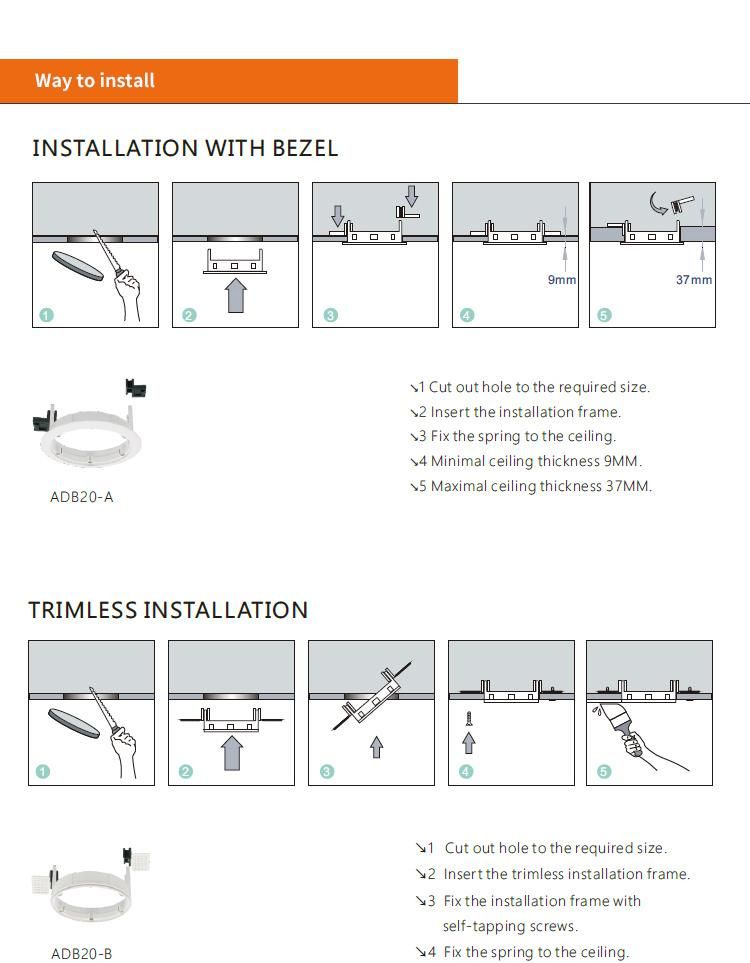 Indoor Lighting Fixture COB LED Spotlight 6W 10W 15W High CRI>95 Adjustable Anti-Glare Dimmable Ceiling Recessed LED Downlight CE RoHS Approved