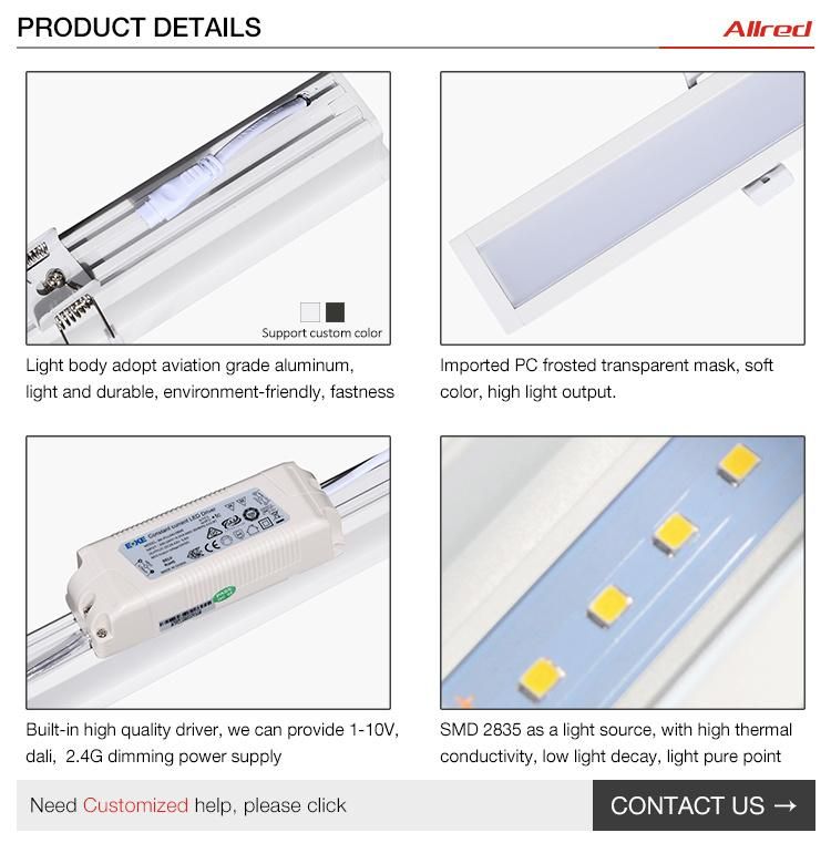 Allred Factory Price Aluminum LED Shop 4 FT 36W Recessed Linear Light for Office Commercial