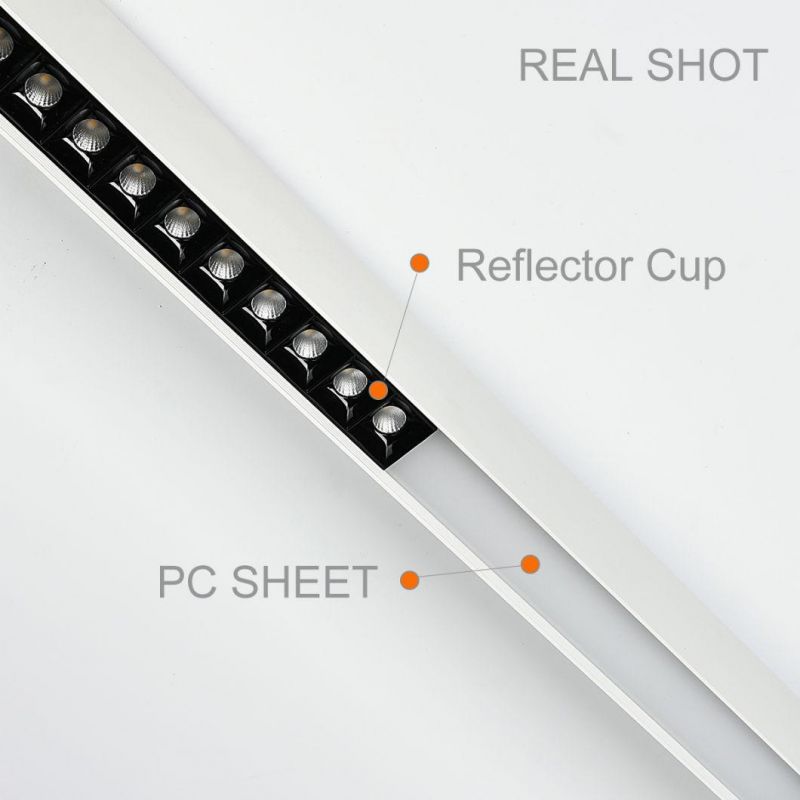 Linkable CRI>90 Anti Glare Optics PC + Reflector Cup Combination Group LED Linear Light LED Office Suspended Pendant Light