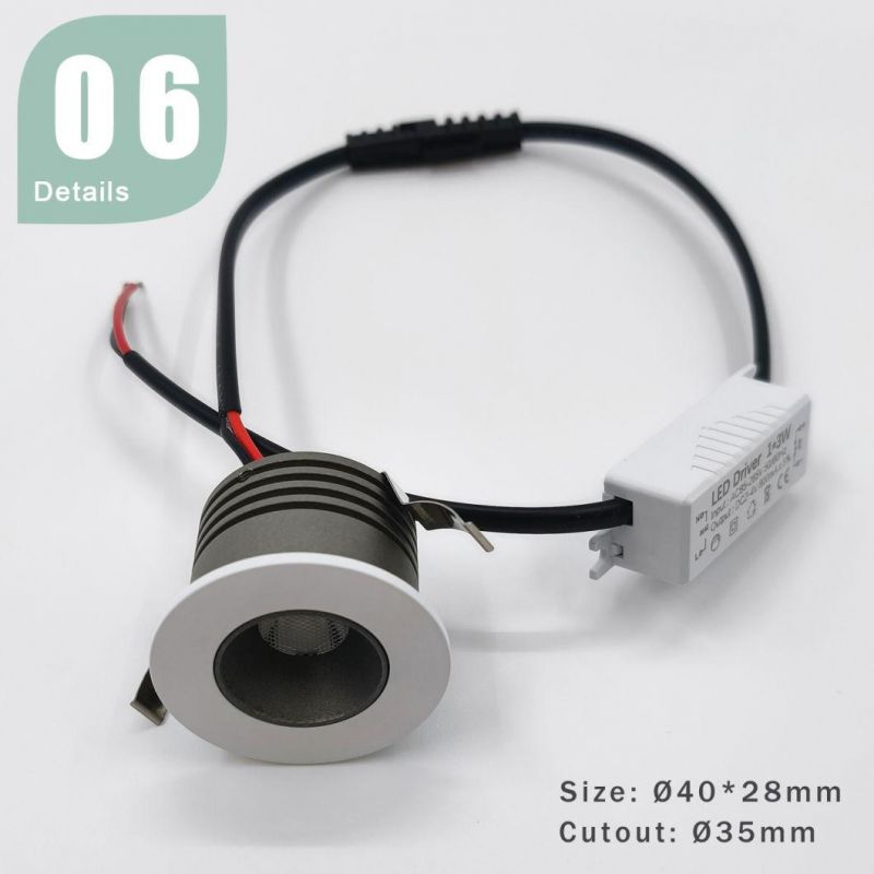 LED COB Hotel Used Small Spotlight 1W 3W Spot Light Mini Ceiling Lighting Downlight