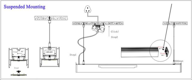 DIY Style LED Linear Suspended Light Pendant Square Lighting Fixtures with Non Flickering Driver