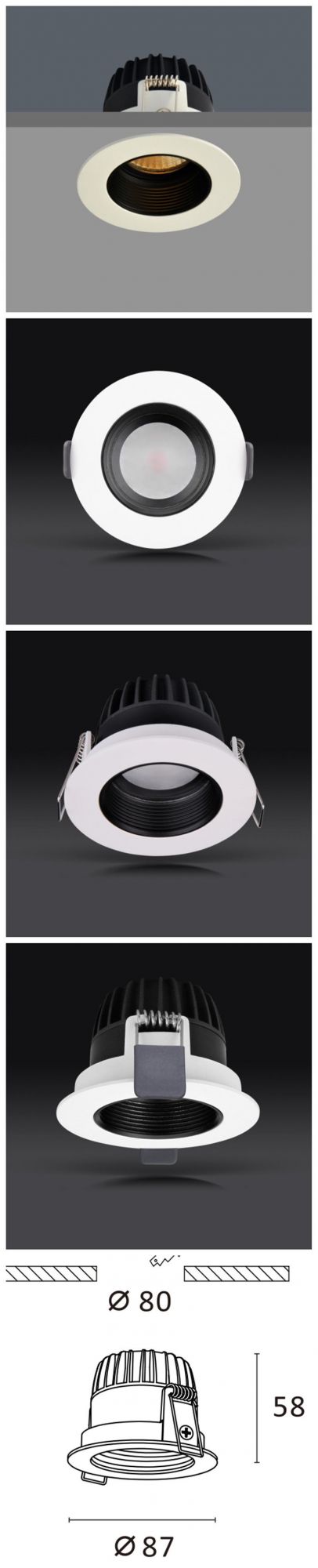 IP44 COB Spotlight Deep Auda LED Ceiling Light Indoor LED Down Light with 5 Years Warranty