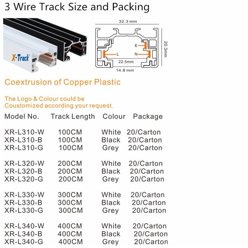 3wires Track System 3wires Single Circuit 1m Grey Track