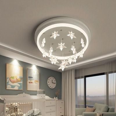 2022 New White Star Nordic Ceiling Lamp Princess Room Decor LED Lights for Children