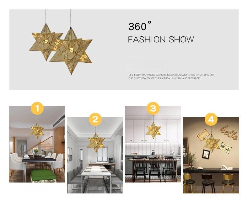 Artistic Stainless Steel Pendant Lamp Star Metal Hanging Lamps Restaurant Decorative Chandeliers