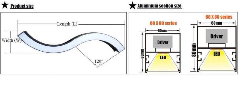 0-10V Dimming Profile Curved S Shape LED Linear Pendant Light