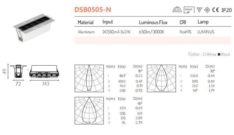 Indoor LED Light 2*5W Ceiling Linear LED Downlight