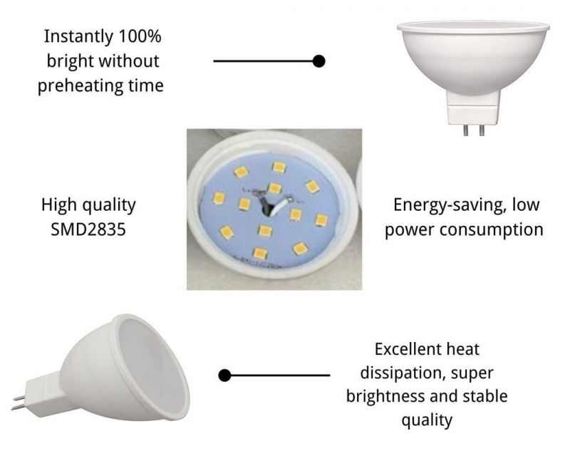 Energy Saving LED Bulbs MR16 Decorative Spotlight Gu5.3 6W LED Lamps Light with Ce RoHS