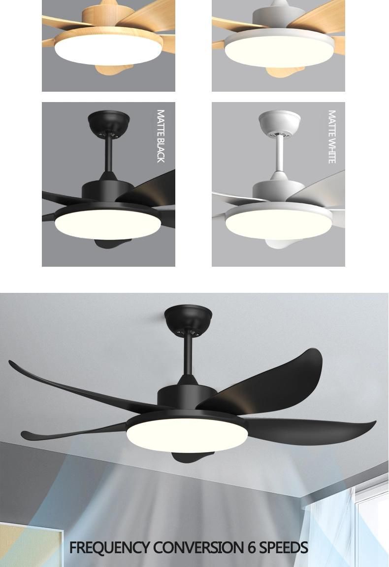 Ceiling Fan Indoor Low Noise High Speed Plastic White Blades Ceiling Fan with Light