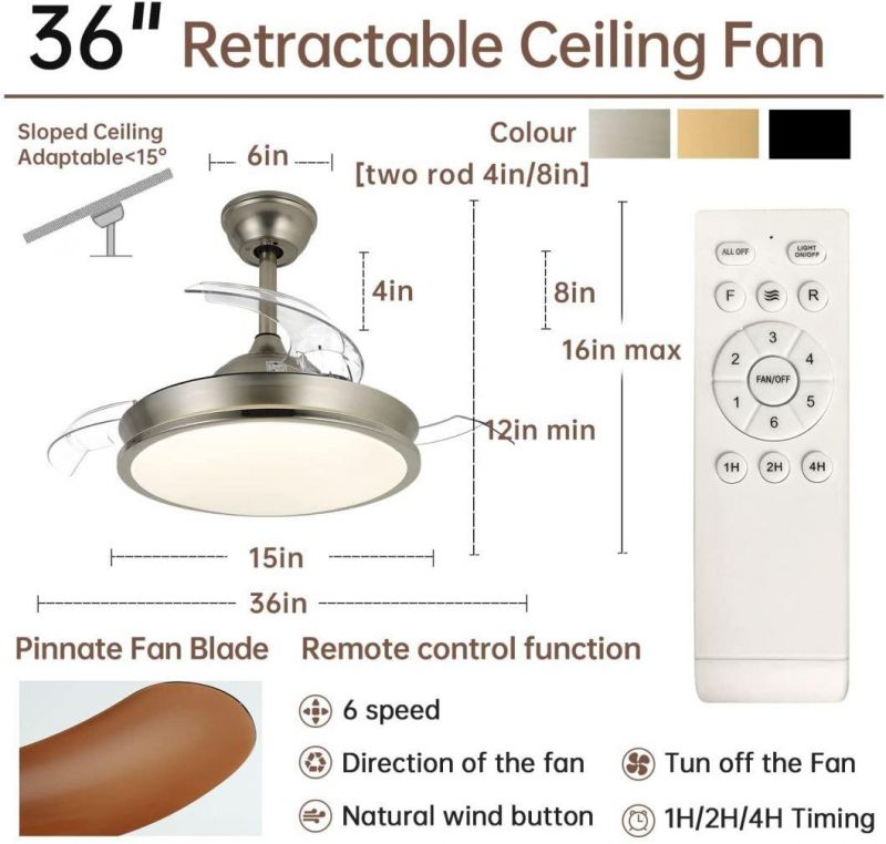 Ceiling Fan Home Decorative Low Power Energy Saving Silent Remote Control Hidden Bladeless LED Ceiling Fan Light
