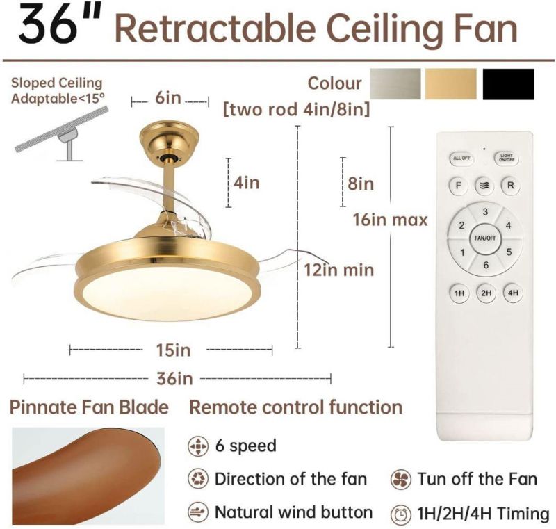 Ceiling Fan Home Decorative Low Power Energy Saving Silent Remote Control Hidden Bladeless LED Ceiling Fan Light