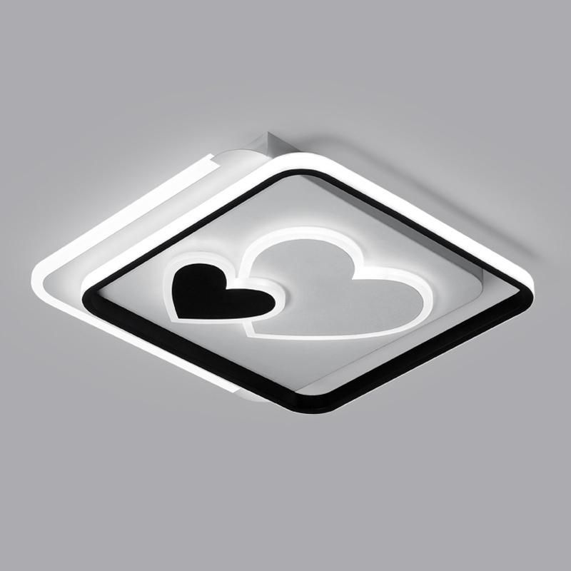 Contemporary Square LED Heart Ceiling for Children Room Kid Bedroom Lamp