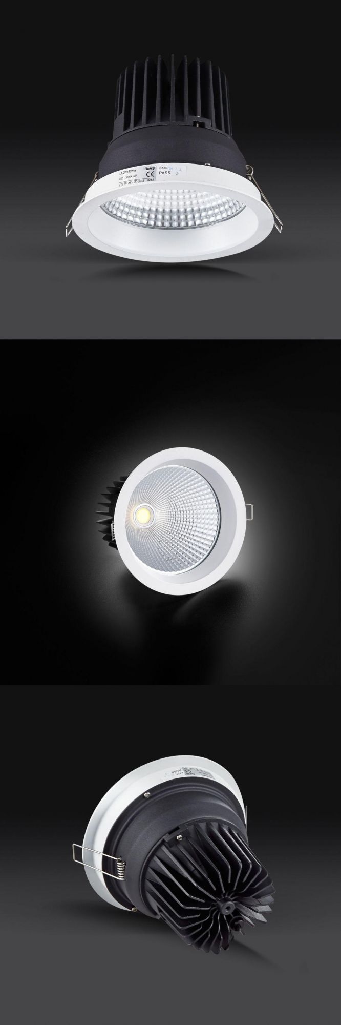 R6202 15W/20W/25W Aluminum Dimmable COB LED Ceiling Spotlight Recessed Downlight with Driver