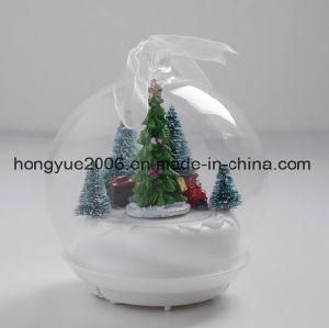 2018 New Design LED Glass Ball with Polyresin Figure Inside Christmas Glass Ball Gift