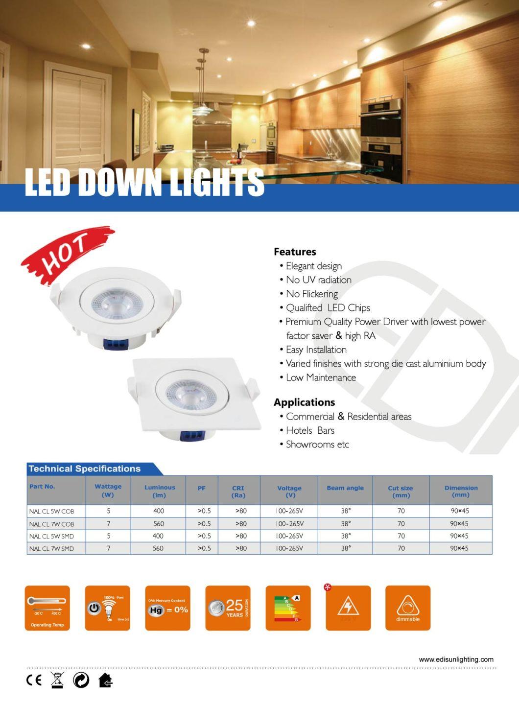 LED Spotlight High Performance 5W 7W LED Rotatable Down Light for Home