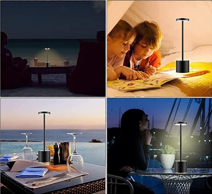 Hot Selling Aluminium Alloy LED Dining Table Lamp KTV Bar Restaurant Night Club Cordless Wireless Touch Control Lamp Light with Rechargeable Battery Built in