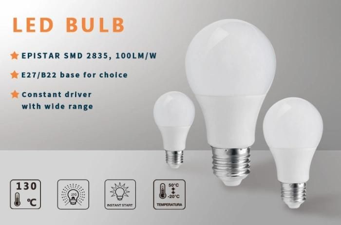 China Supplier Energy Saving Light AC DC A60 E27 B22 3W 5W 9W SMD LED Bulb Light Bulb Lamp