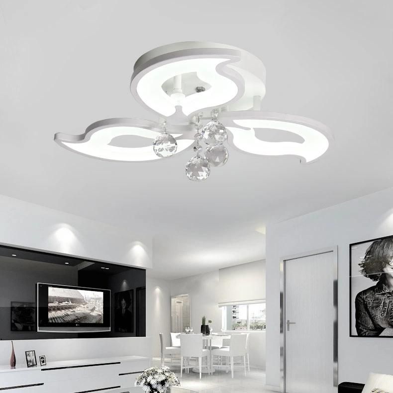 China Manufacturer Home Decorative Crystal Multi-Heads Acrylic Remote CCT LED Ceiling Lamp