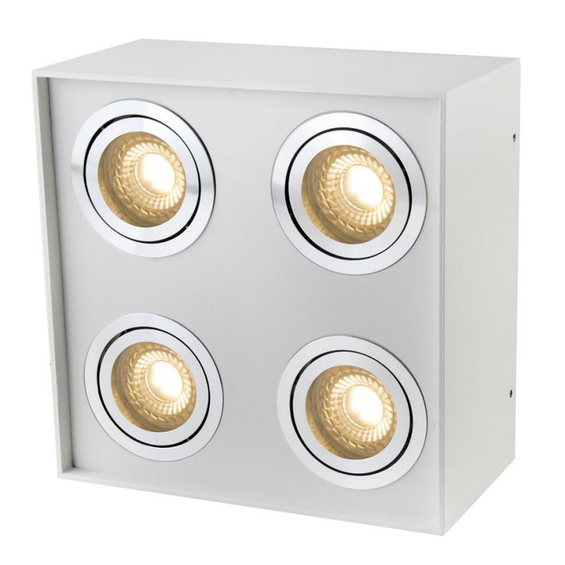Interior Square LED Ceiling Downlight 4 Heads Adjustable Aluminum Ceiling Spot Light IP20