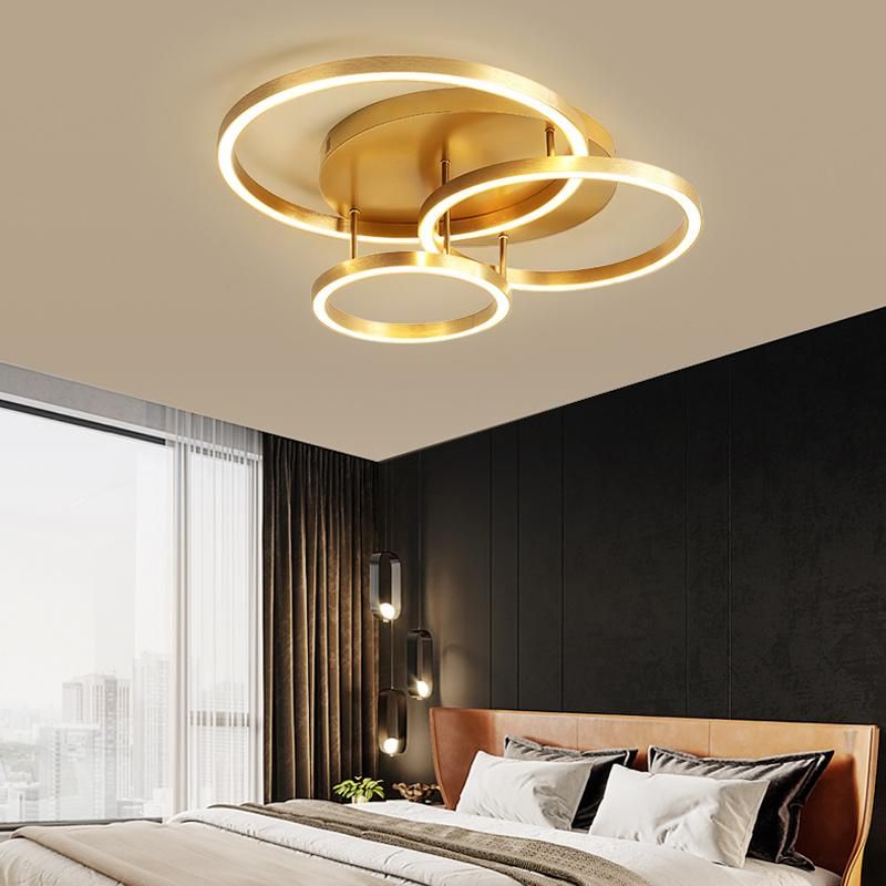 Luxury Hotel Golden Rings Acrylic LED Ceiling Lamps