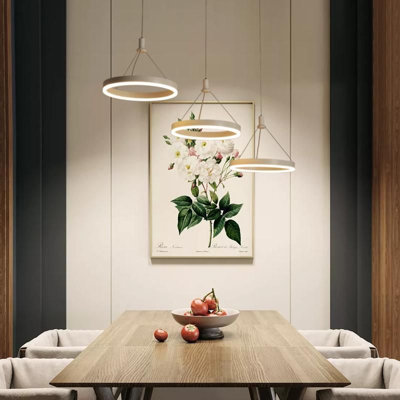 3 Heads Rings Aluminium Acrylic Hanging Pendant Lamp LED