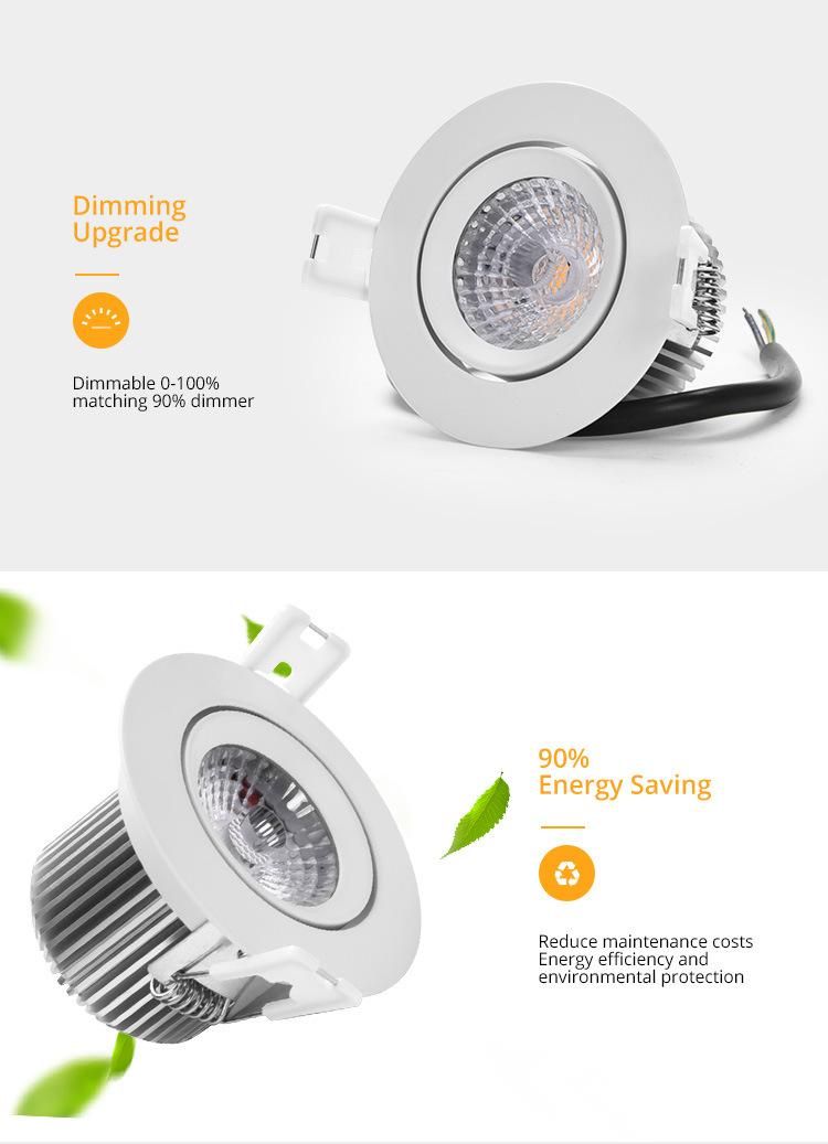 Simva 6W LED Ceiling Light, Mounted Recessed COB LED Downlight, High Quality Tunable White LED Down Lights, Standard Rotatable IP44 CCT Downlight