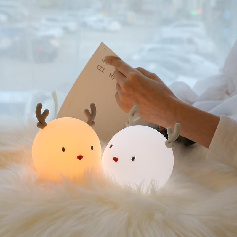 New Arrival USB Rechargeable Silicone Sleep LED Table Desk Deer Lamp Night Light for Kids