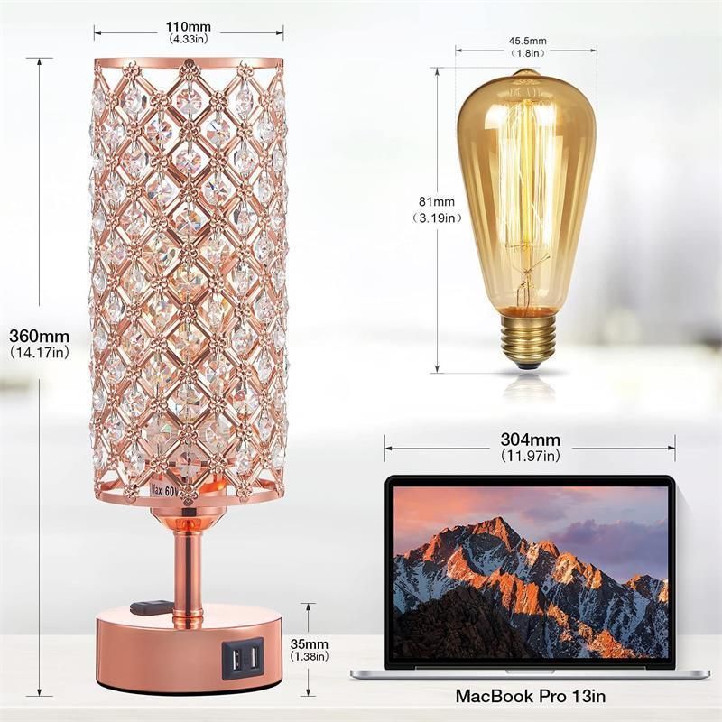 Touch Rechargeable Desk Crystal Bedside LED Luxury USB Desk Lamp