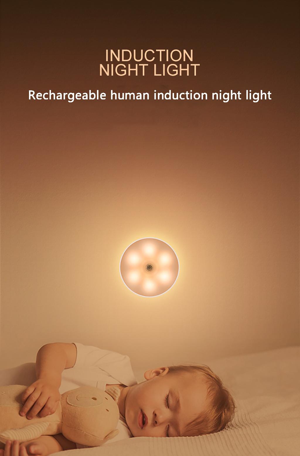 USB Charging Human Induction & Light Induction Night Light Round Square Shape for Cabinet Night Lighting