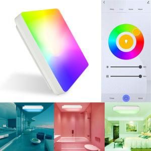 30W Square Shape Smart WiFi LED Flush Mount Ceiling Light RGB Color Changing 2700~6500K Tunable