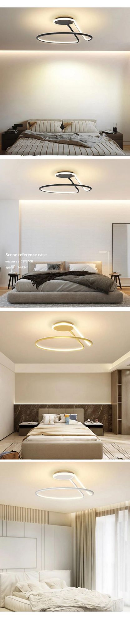 Gold Round Circle Ring Home Bedroom Small Simple LED Ceiling Pendant Hanging Light