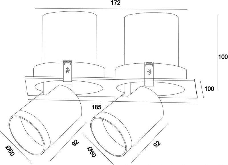 Retractable LED Lighting Fixture GU10 MR16 Double Heads Recessed Downlight Fittings