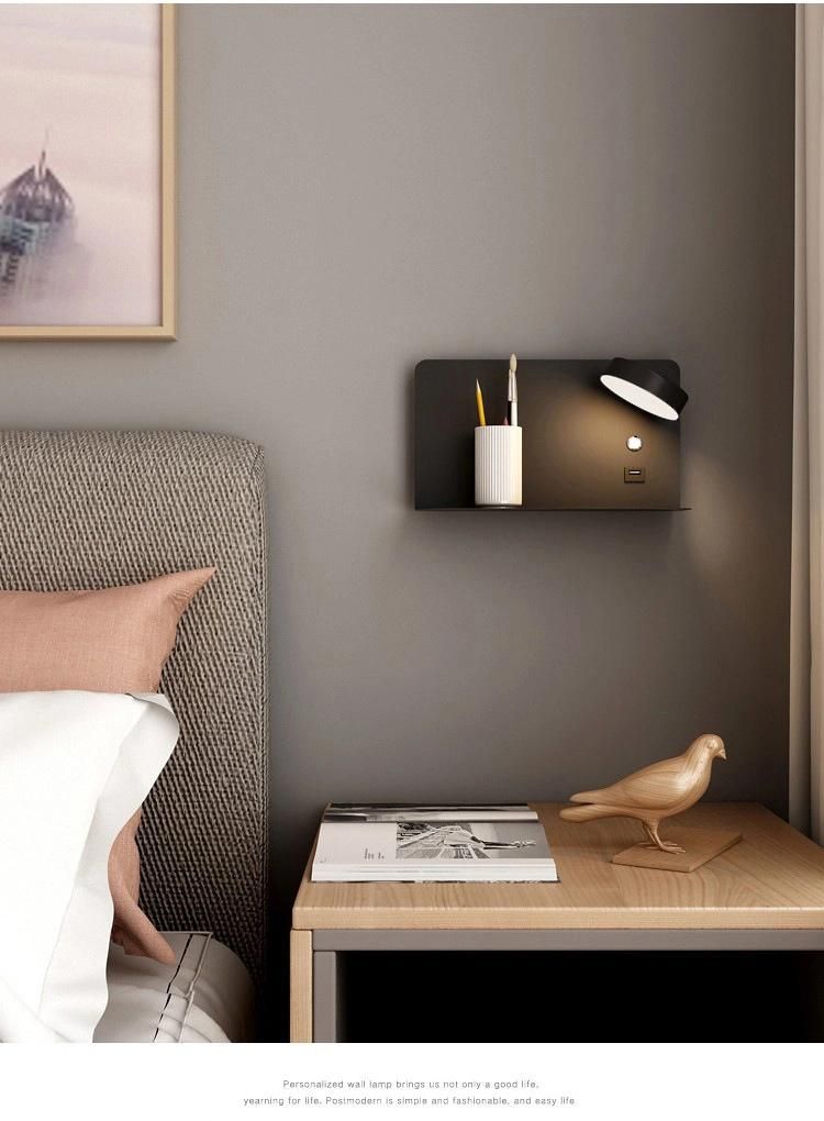 Bedroom Bedside Lamp Living Room Simple Creative USB Mobile Phone Charging Nordic LED Lights Wall Lamps