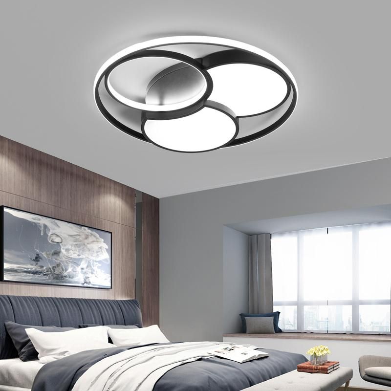 2022 New Design Round Acrylic Metal Dining Remote Control Warm White LED Ceiling Lamp for Bedroom