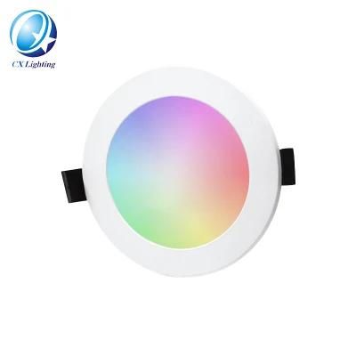 Round RGB Recessed Ceiling Color Changing APP Control WiFi LED Panel Light Smart Bulb Alexa Voice Control Downlight