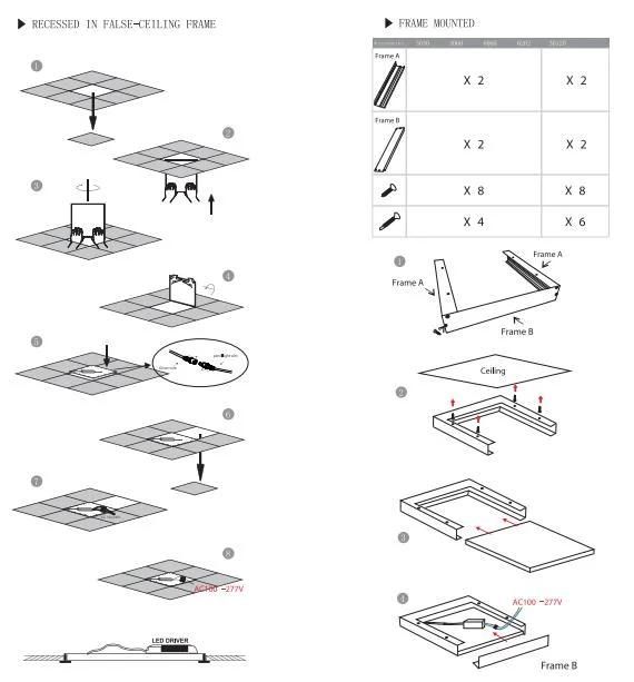 Hanging Ceiling Suspended 40W LED Panel Light Office Home Lighting