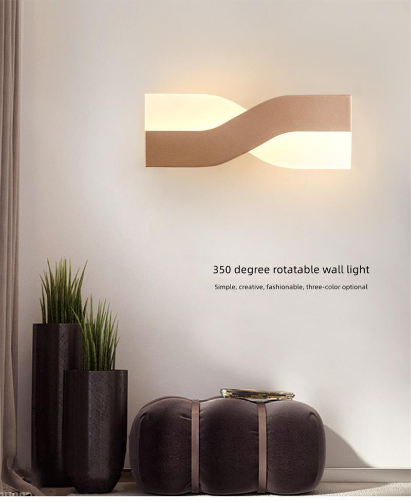 LED Nordic Wall Lamp Modern Living Room Simple Bedroom Bedside Lamp Rectangular Rotatable Study Background Wall Lamp