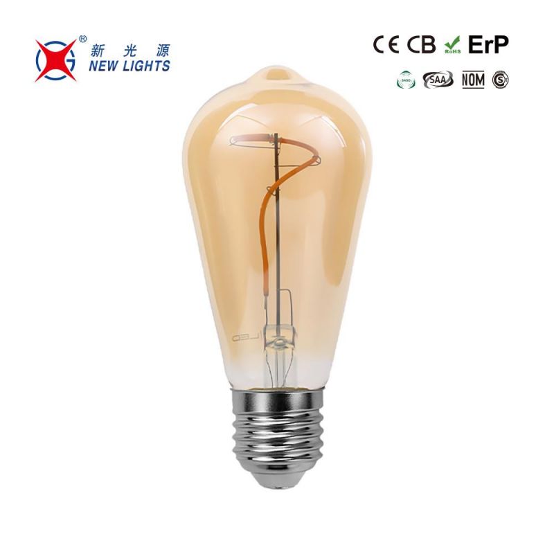 Golden Glass St64 LED Filament Bulb 4W E27 B22