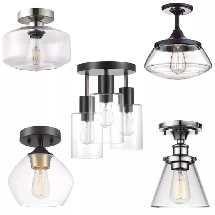 Amazon Hot Sale Industrial Ceiling Light Fixture Modern Clear Glass Shade Ceiling Lamp