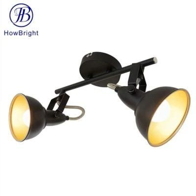 Modern Ceiling Light, Retro/Vintage Design, 2 Rotatable Spotlights, Metall Black-Gold Look, E14, IP20, Max: 40 Watt