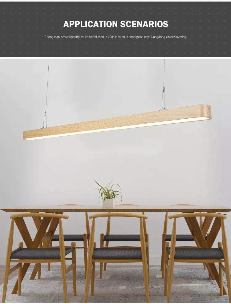 China Modern Hot Sell Aluminium Wooden Color Living Room Office Decoration LED Pendant Light