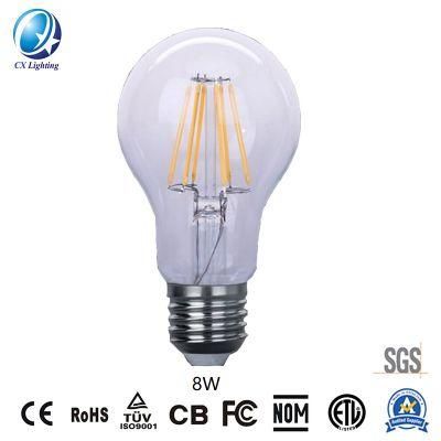 LED Filament Lamp A60 8W E27/B22 960lm Equal 100W Clear with Ce RoHS EMC LVD