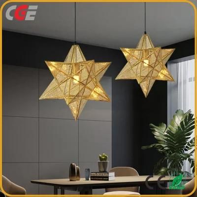 Artistic Stainless Steel Pendant Lamp Star Metal Hanging Lamps Restaurant Decorative Chandeliers