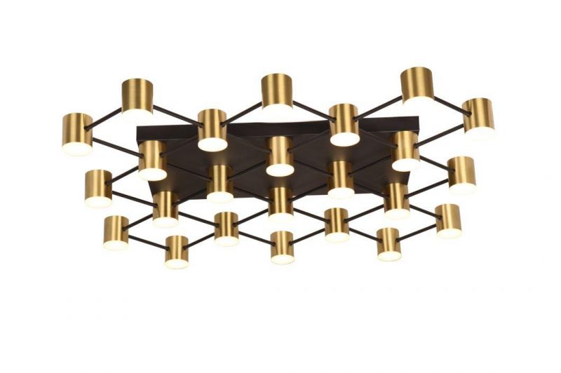 Masivel Lighting Modern LED Chandelier Light Brass Cylinder Decorative LED Pendant Light