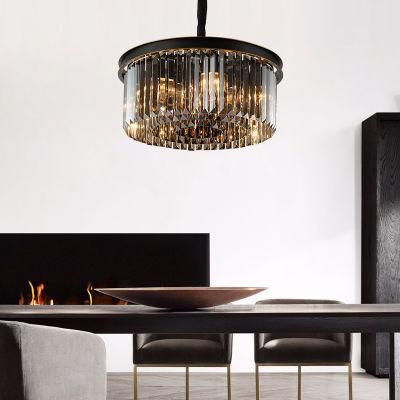2021 Round Indoor Luxury Pendant Light Black Gold LED Hanging Lights Home Nordic Modern K9 Crystal Chandelier